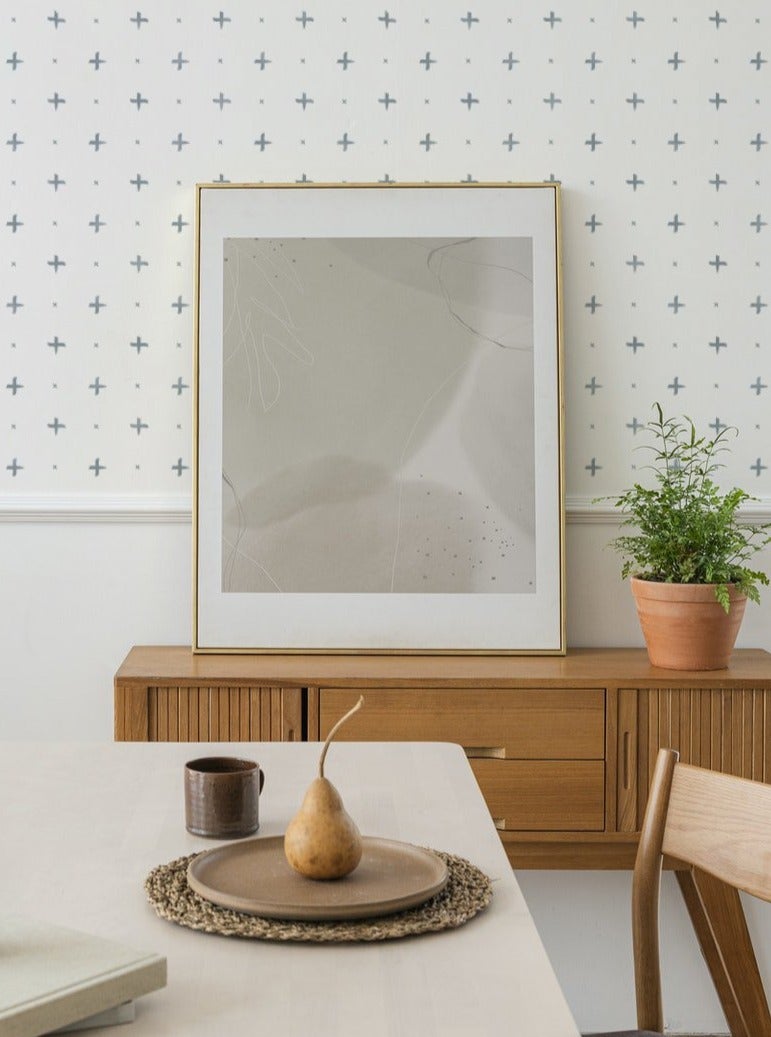 Cross Stitch Wallpaper in living room