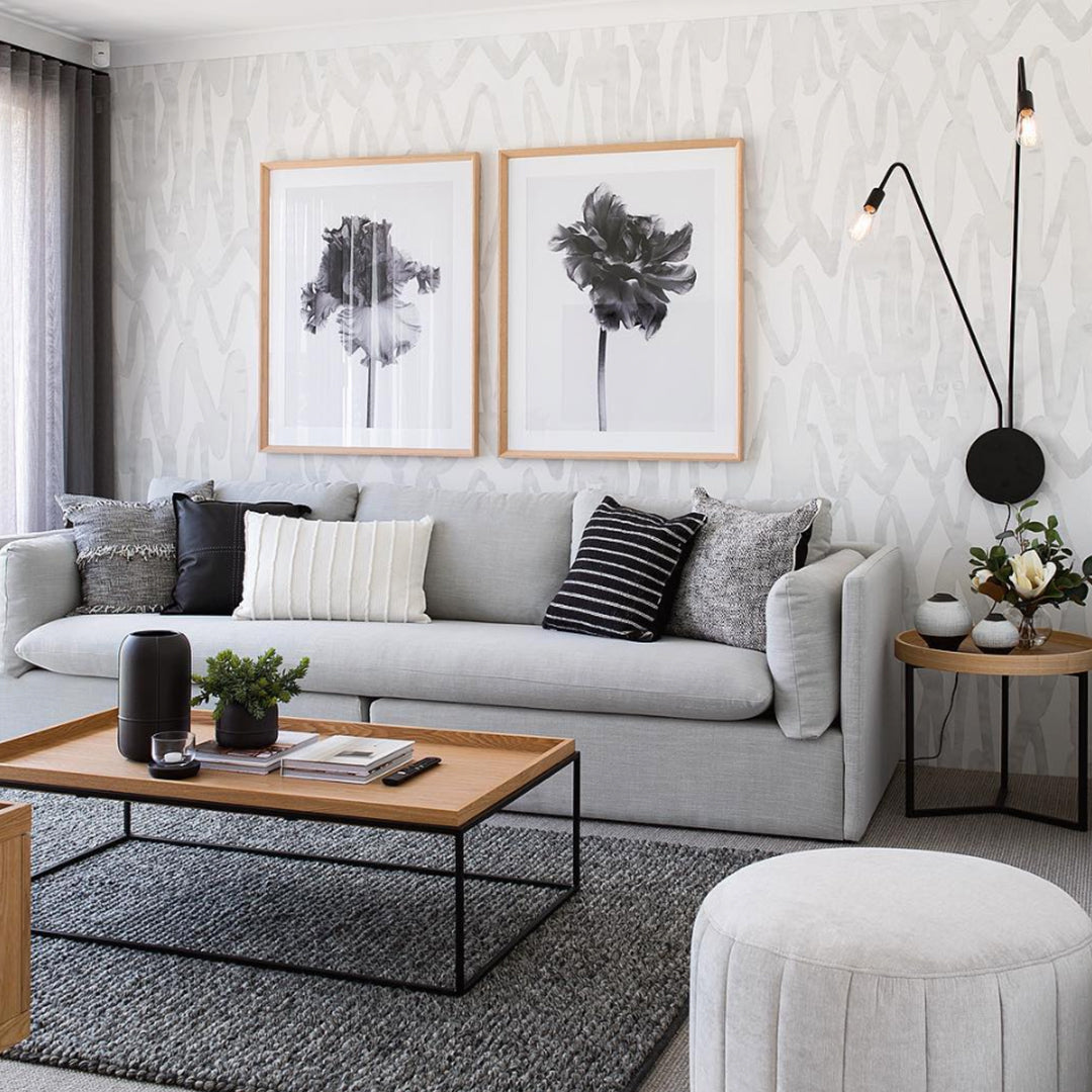 Pulse of Passion Wallpaper in Light Grey in Living Room