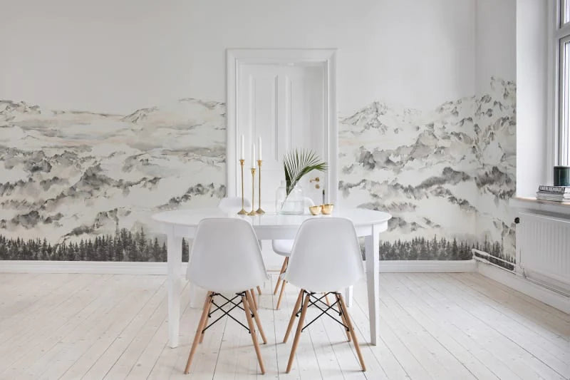 Mountain Landscape Wallpaper in Dining Room
