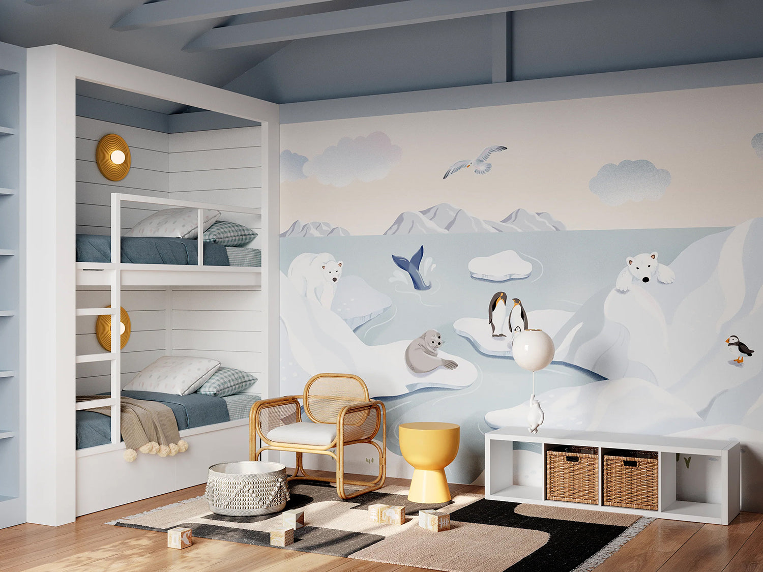 Frosty Friends at the Arctic, Animal Mural Wallpaper in the kid's bedroom
