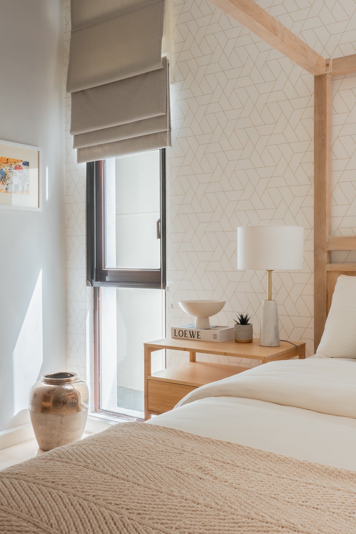 Geometric Hex, Pattern Wallpaper in bedroom