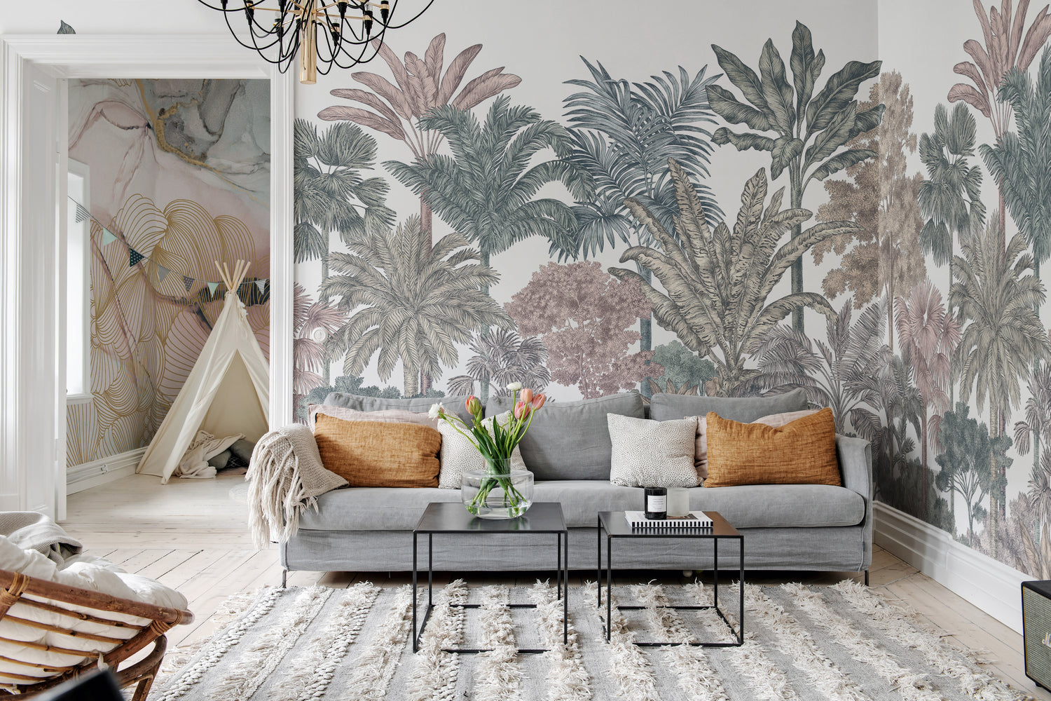Tropical Bellewood, Mural Wallpaper in living room