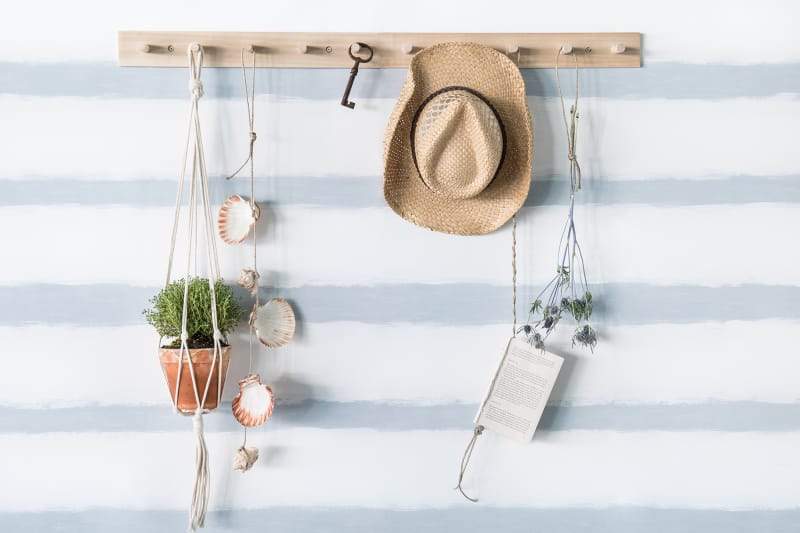 Shore Blue Lines, Beach Inspired Wallpaper on wall
