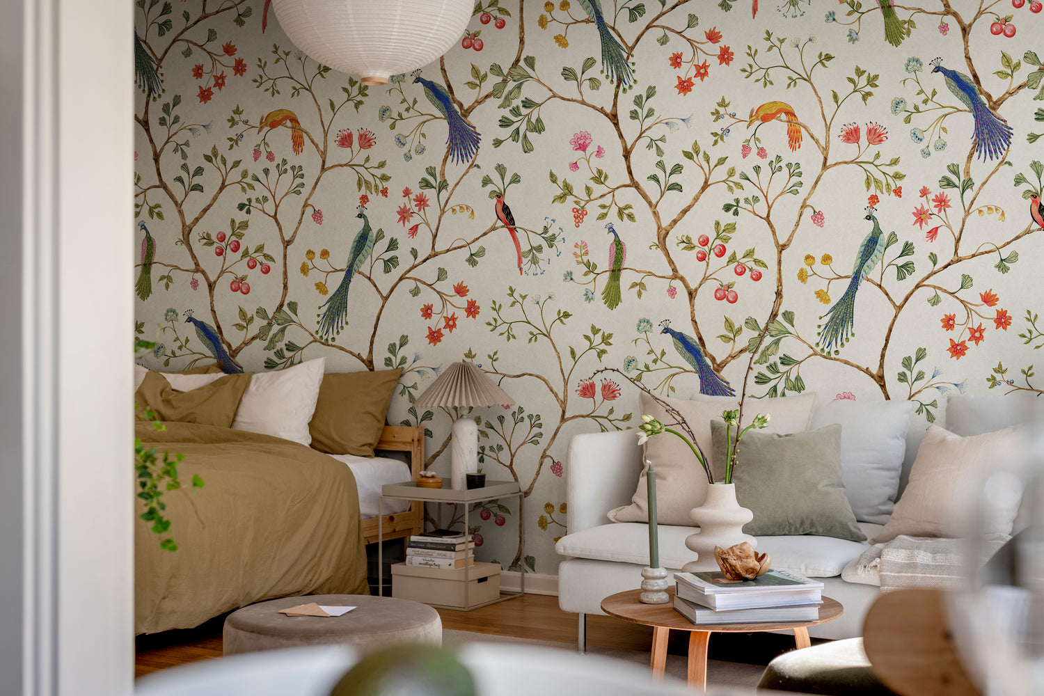 Song Birds, Animal Pattern Wallpaper in living room