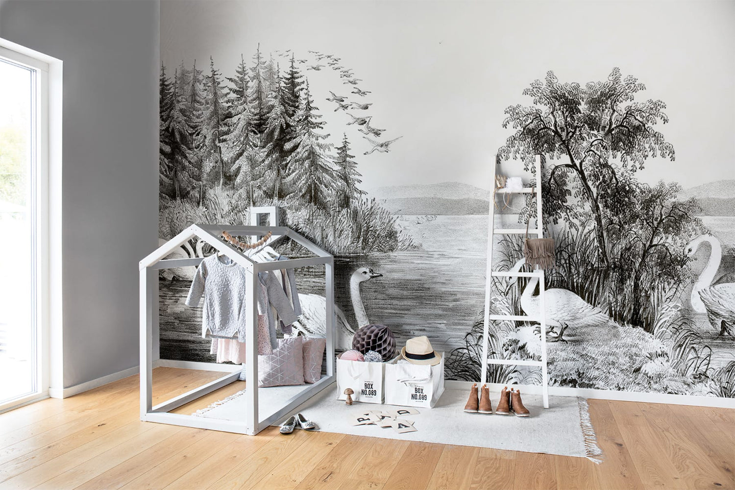 HC-Swan_Lake_Nature_Mural_Wallpaper-DarkGrey-Interior1-12122023.jpg