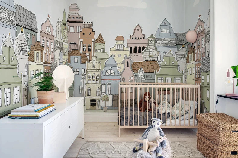 London Houses Wallpaper in Kid’s Nursery