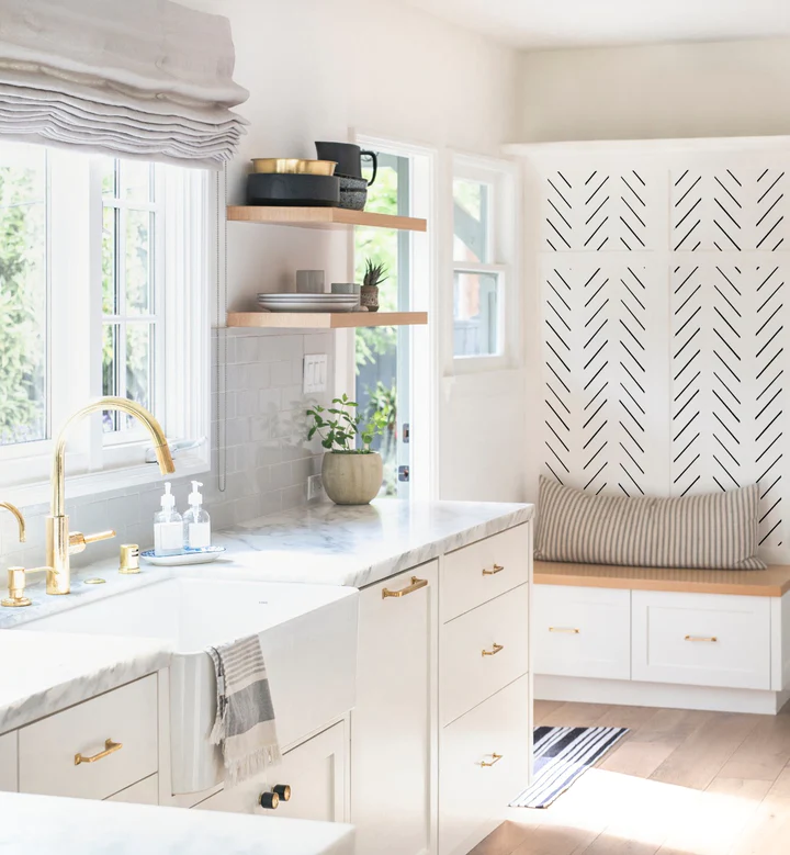 Herringbone Strokes Wallpaper in a kitchen