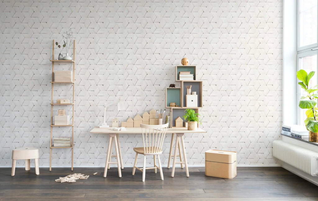 Birch Bark Braids Wallpaper in White